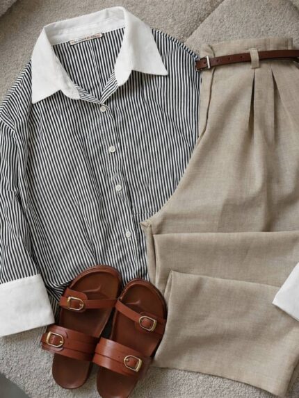 شومیز راه راه یقه سفید کد:۳۱۱۶۰۷